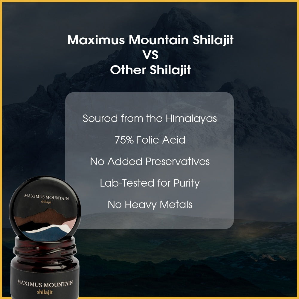 Premium Shilajit Resin 100% Pure Gold Grade Quality with High Nutritional Potency, Rich in Fulvic Acid & Humic Acid, 85+ Trace Minerals