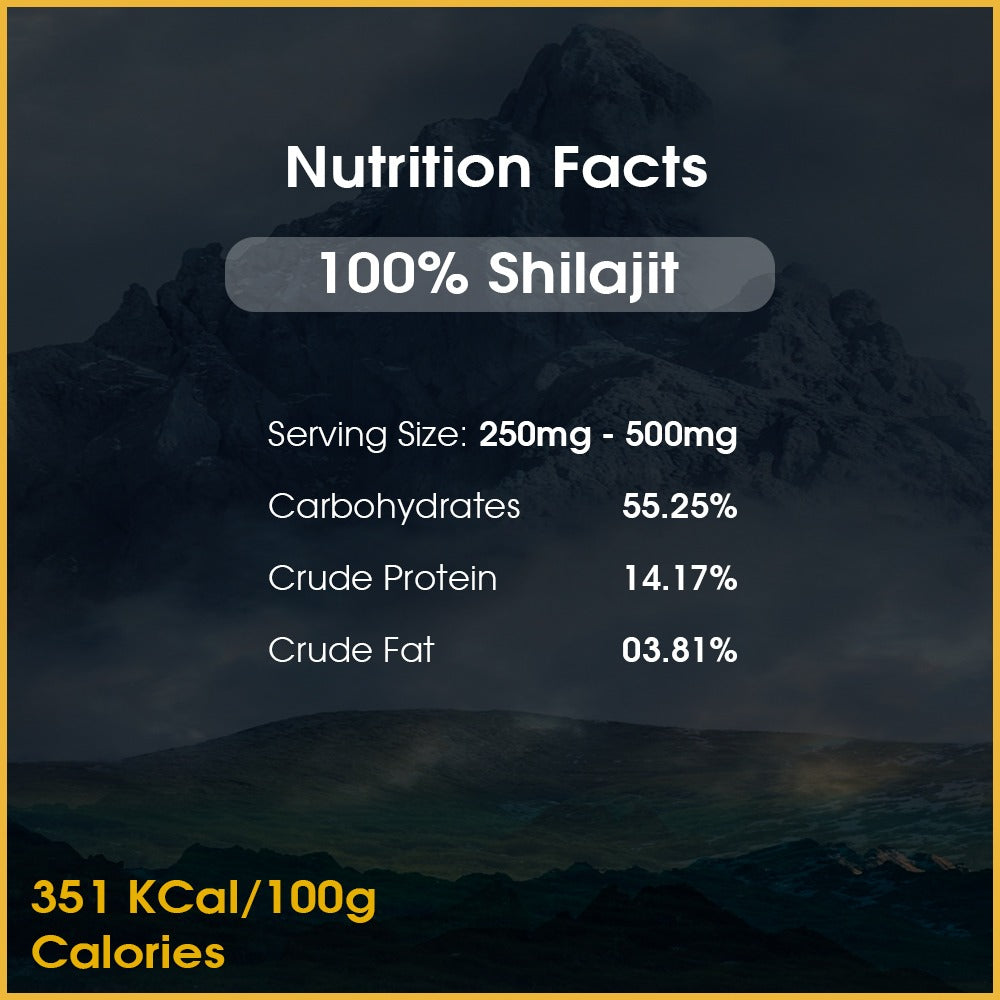 Premium Shilajit Resin 100% Pure Gold Grade Quality with High Nutritional Potency, Rich in Fulvic Acid & Humic Acid, 85+ Trace Minerals